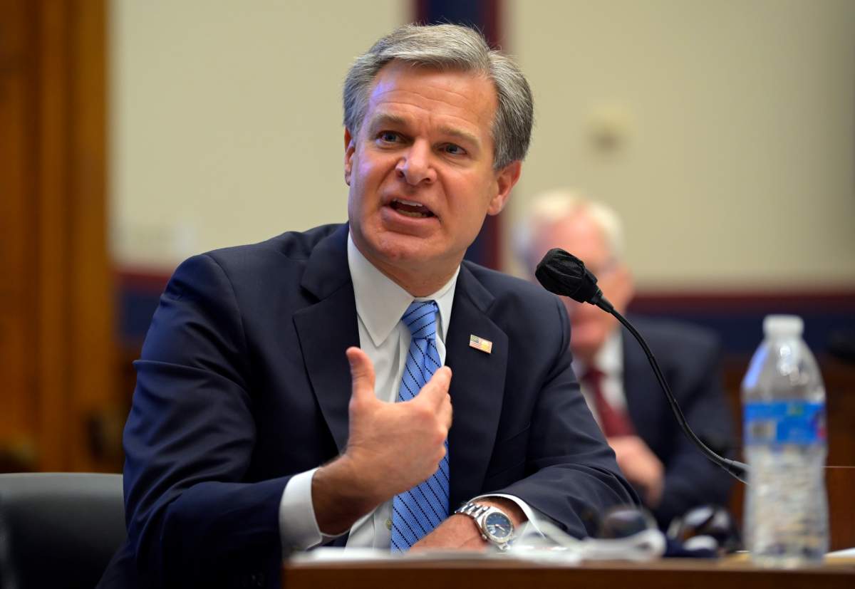 FBI Director Christopher Wray testifies before a House Committee on Homeland Security hearing Thursday, Sept. 17, 2020, on Capitol Hill Washington.