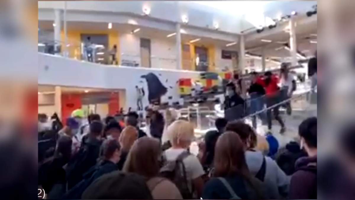 A crowded public space is seen at a Calgary school.