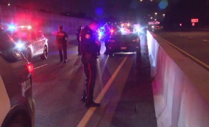 The SUV was found at the side of the QEW near Hurontario Street in Mississauga.