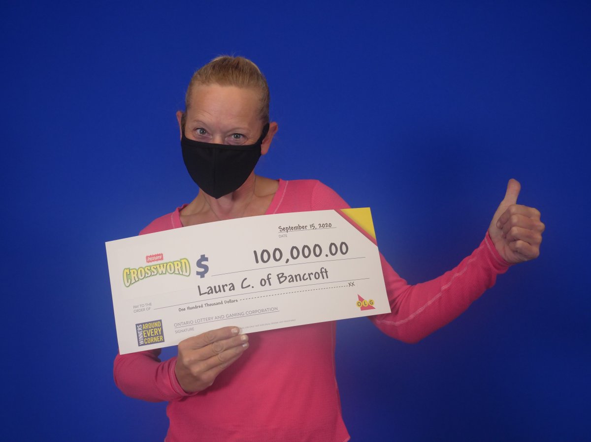 Laura Coish of Bancroft won $100,000 on the OLG's Crossword lottery ticket game.