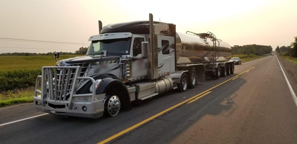 Huron County OPP say the truck kept on moving even after a spike belt was deployed.