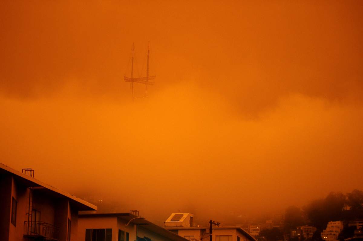 Photos show eerie orange sky over California’s Bay Area as devastating wildfires rage - image