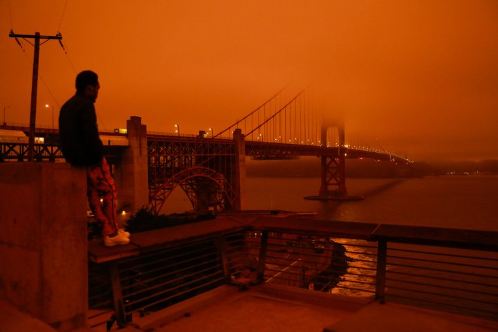 Photos show eerie orange sky over California’s Bay Area as devastating wildfires rage