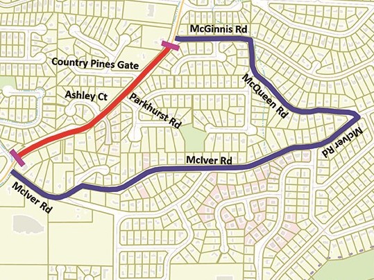 A map showing upcoming road closures along Glenrosa Road in West Kelowna.