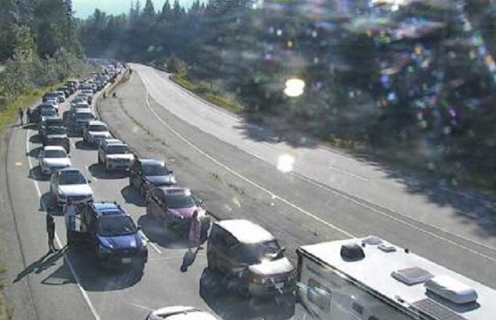 Major traffic delays following a serious collision on Highway 99 south of Whistler had motorists stuck for hours. 