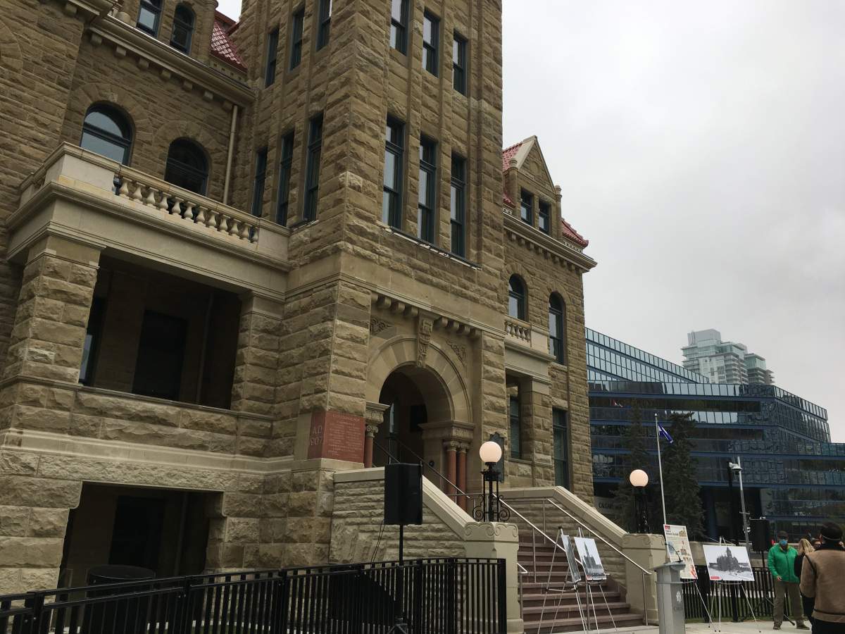 Calgary’s Historic City Hall, with the more modern municipal building behind it, pictured on Sept. 15, 2020, following a 3-year, $34-million rehabilitation project.