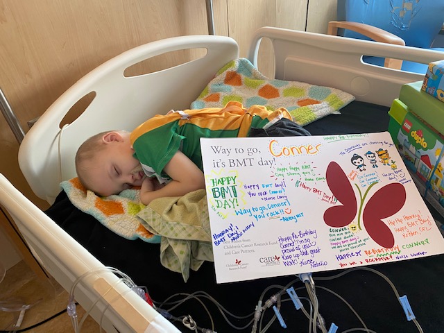 Four-year-old Conner Finn recovers in a Minneapolis hospital in 2020 after a bone marrow transplant to treat a rare disease known as ALD.