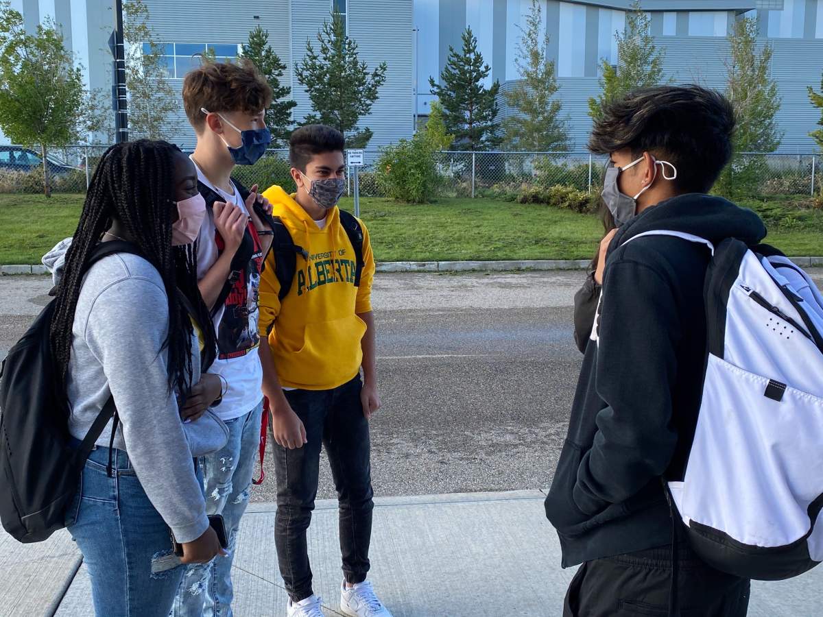 Staff and students at Mother Margaret Mary Catholic School in southwest Edmonton head back to school amid the COVID-19 pandemic Wednesday, Sept. 2, 2020.