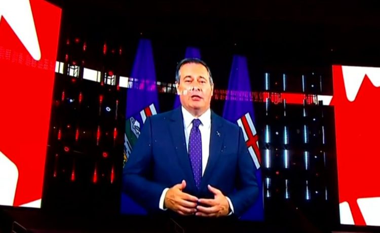 Premier Jason Kenney shared a virtual message for prospective travelers on Alberta Day Tuesday, ahead of the Canucks - Golden Knights game at Rogers Place. 