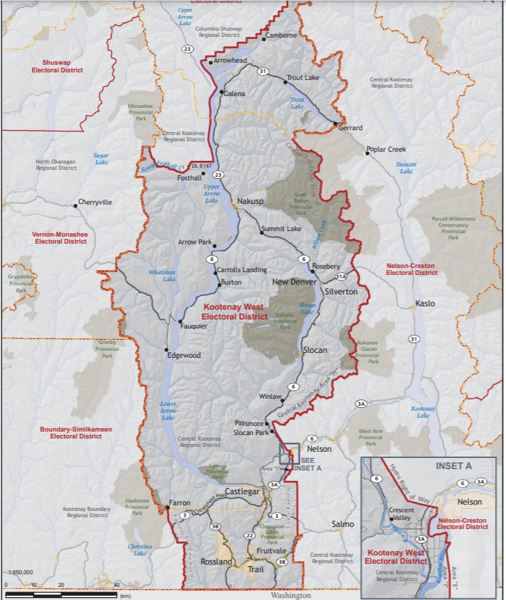 Map Of West Kootenay Region - New River Kayaking Map