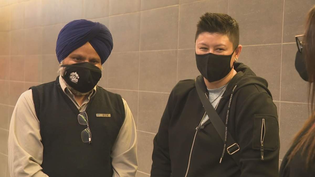 Train operator Gurmej Singh Cheema and Shayla Kuefler are pictured on Tuesday, Sept. 15, 2020.