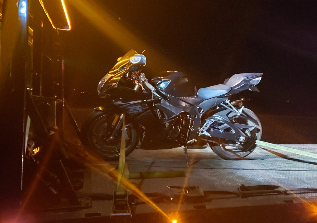 Manitoba RCMP allege a woman was going 230 km/h on this motorcycle. 