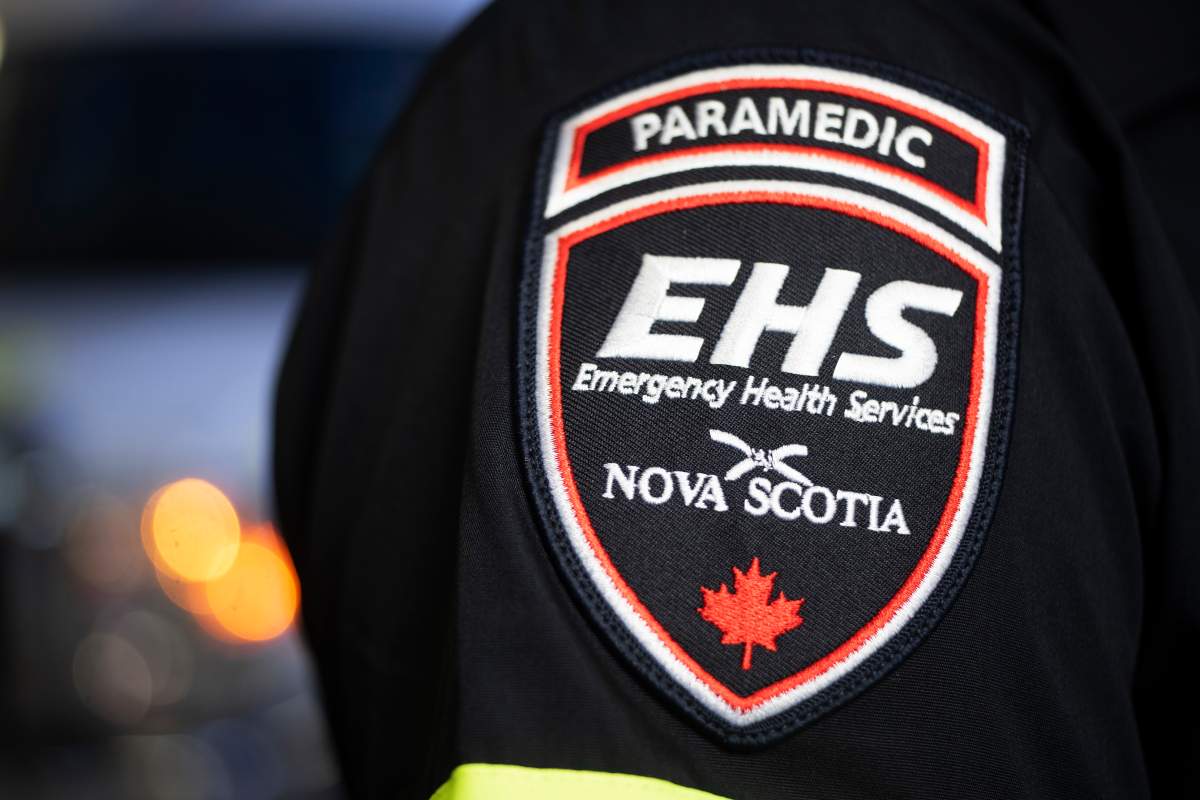 The Nova Scotia Emergency Health Services patch is seen in the photo.