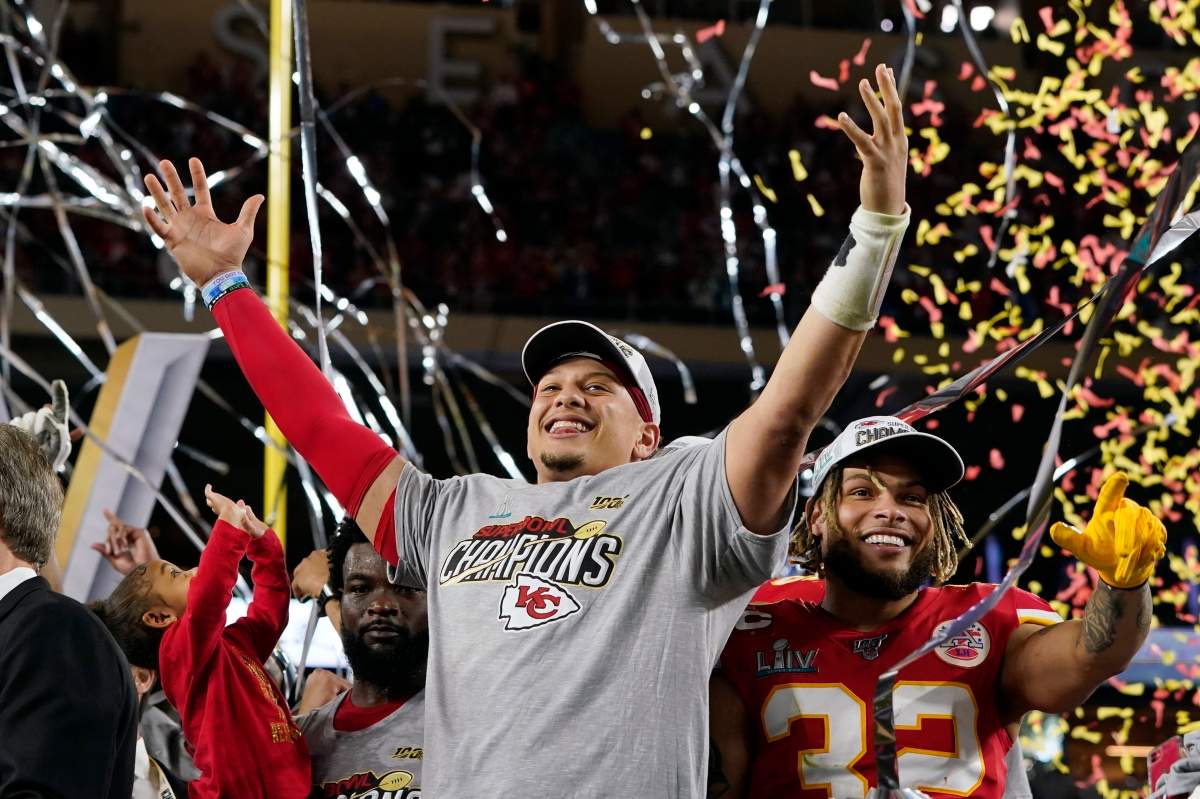 Kansas City Chiefs' Patrick Mahomes, left, beat the San Francisco 49ers in Super Bowl 54.
(AP Photo/David J. Phillip, File).