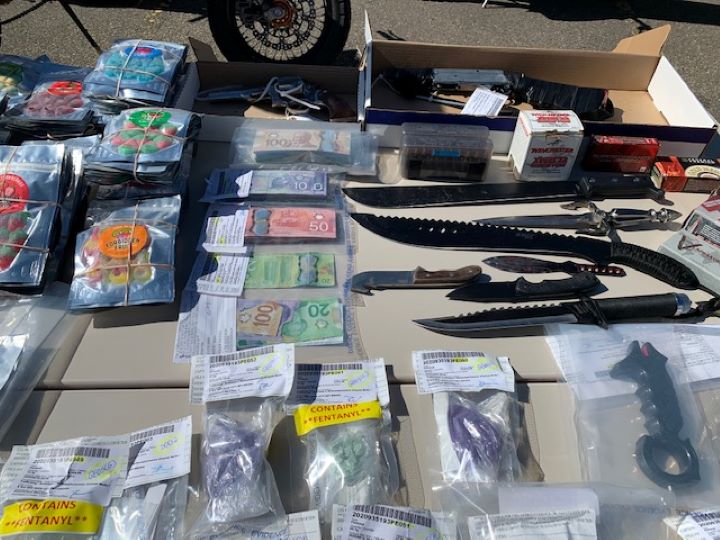 A holiday trailer, eight dirt bikes and a wide range of drugs were seized following a month-long investigation that led to the arrest of three people in Red Deer. Photo taken Tuesday, Sept. 8, 2020.