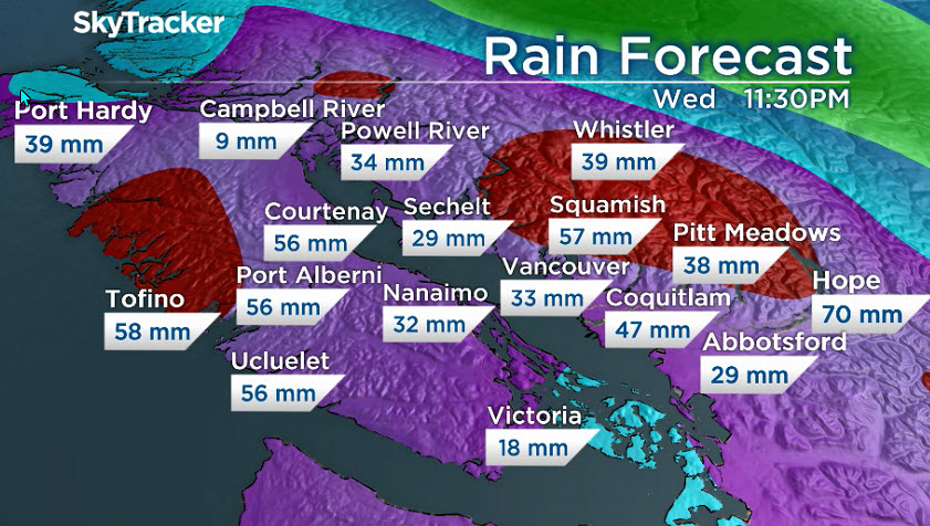 First storm of the fall set to move across B.C. starting Tuesday night - image
