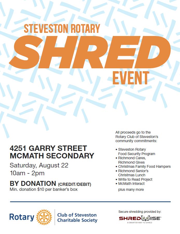 Rotary Club of StevestonRichmond SHREDDING event GlobalNews Events