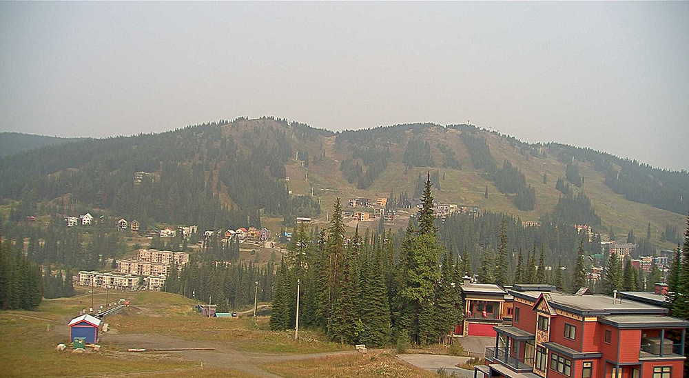 A webcam photo of SilverStar resort near Vernon, B.C., on Friday, Sept. 18, 2020. Face coverings, physical distancing, increased sanitizing and cashless transactions are among the resort’s new directives for the upcoming winter season.