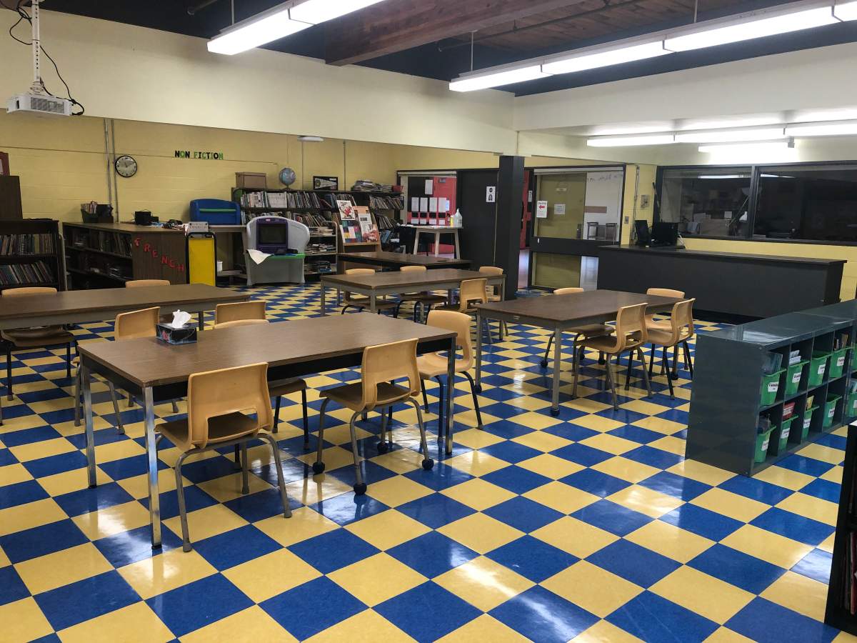 The library in a New Brunswick school has been turned into a classroom to accommodate more classes