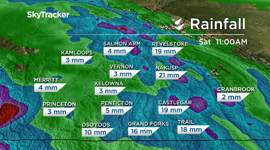 Up to 10 more millimetres of rain is possible by midday Saturday.