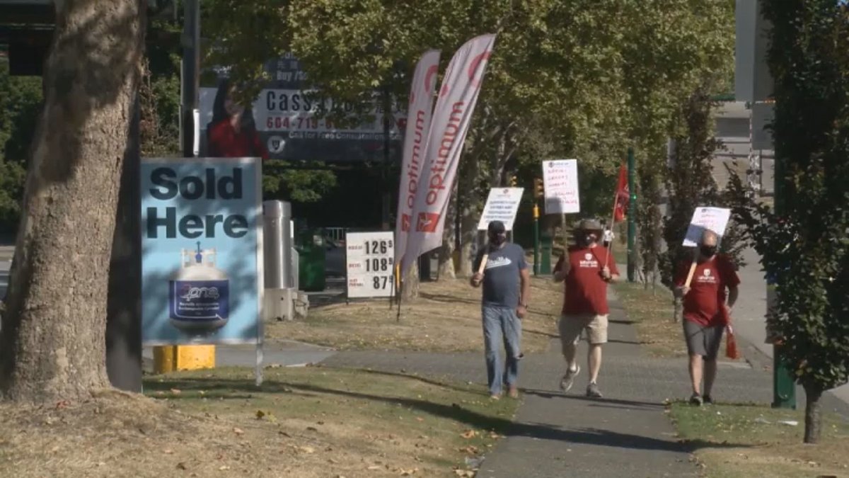 Loblaw employees held a rally on Labour Day outside various store locations.