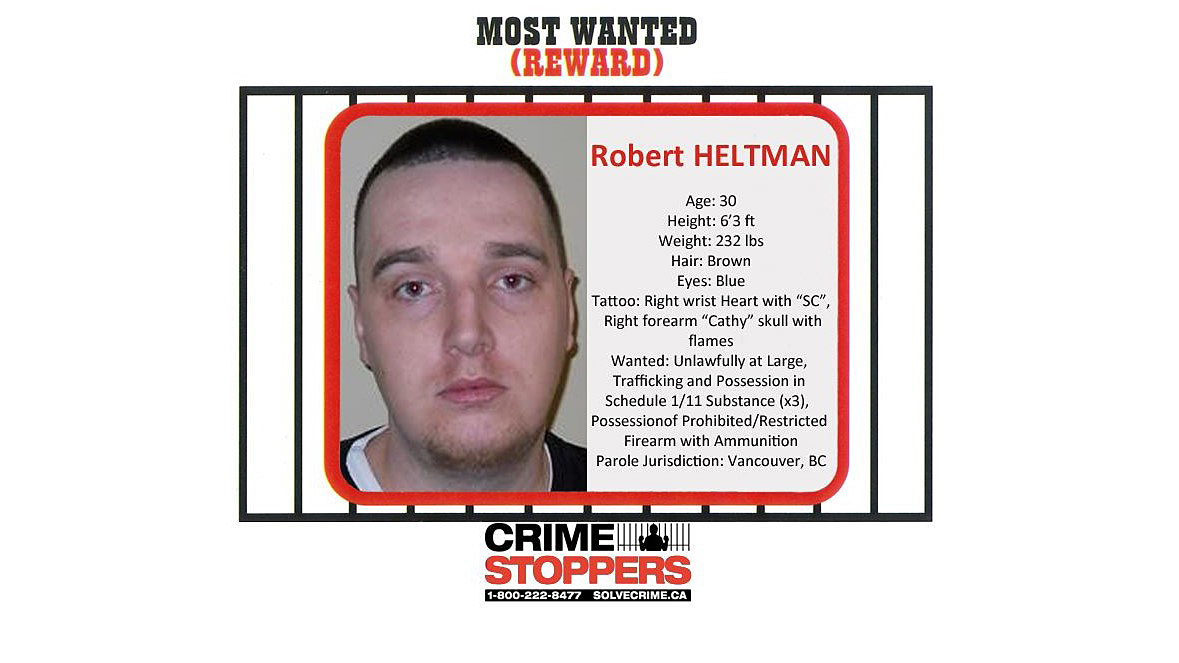 RCMP said an effort was made to catch Robert Gordon Heltman in mid-August after learning he was possibly hiding in a home in Vernon.