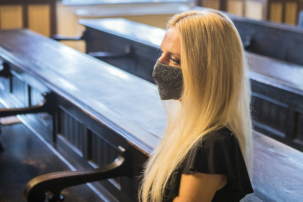 Julija Adlesic appears in at court in Ljubljana, Slovenia, Friday, Sept. 11, 2020.