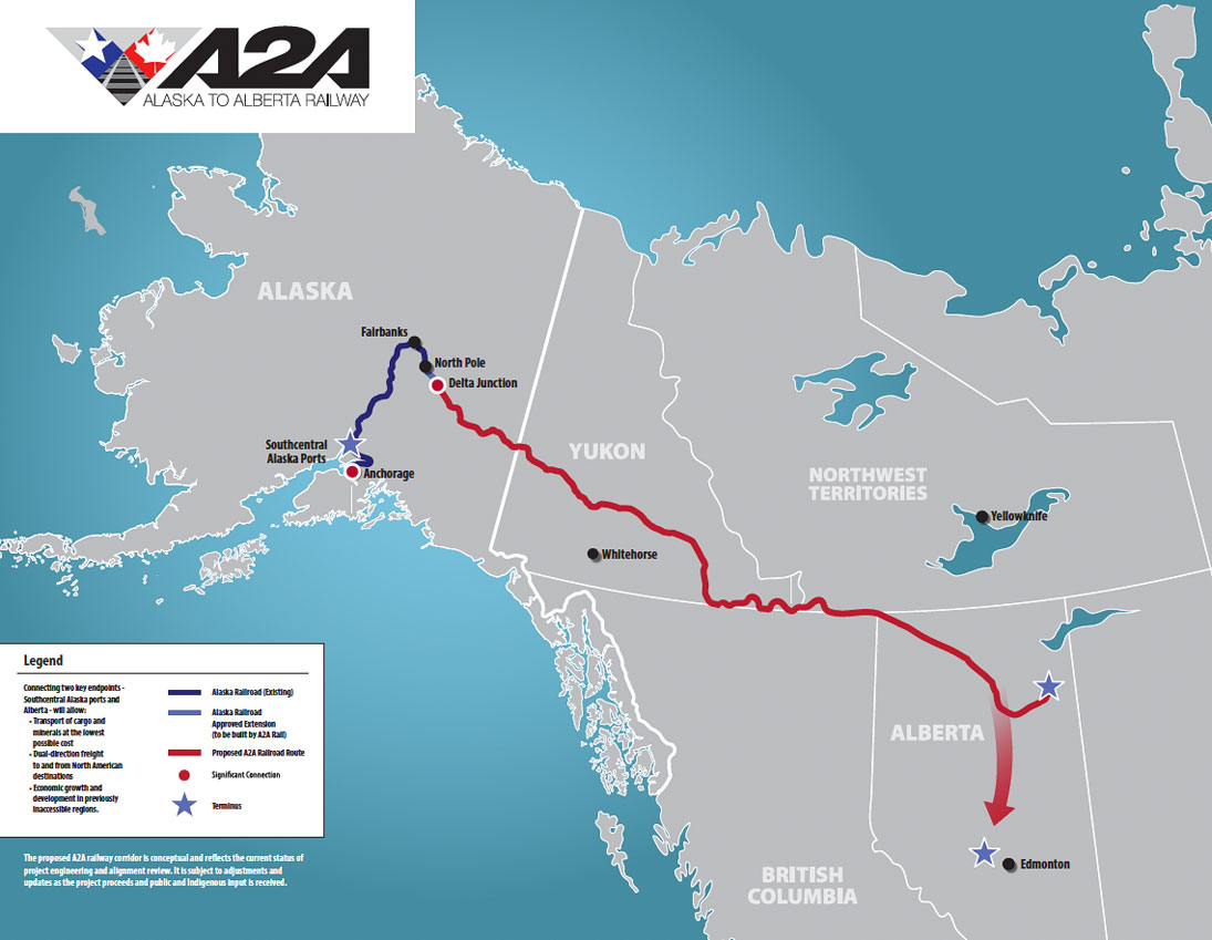 Concept map of the A2A Alaska-Alberta rail line.