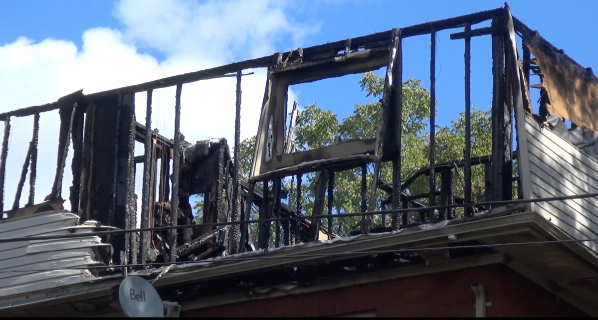 Fire destroyed TVM Mansions complex in Peterborough on Sunday morning.