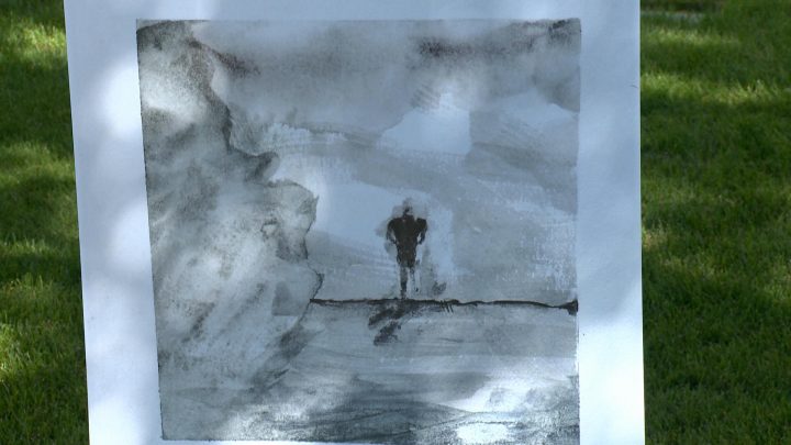 Marilyn Irwin says she painted this piece 23 days after her son took his own life.