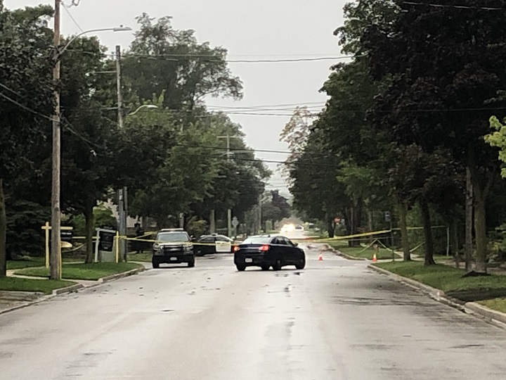 A photo of the scene on Third Street in Collingwood, Ont.