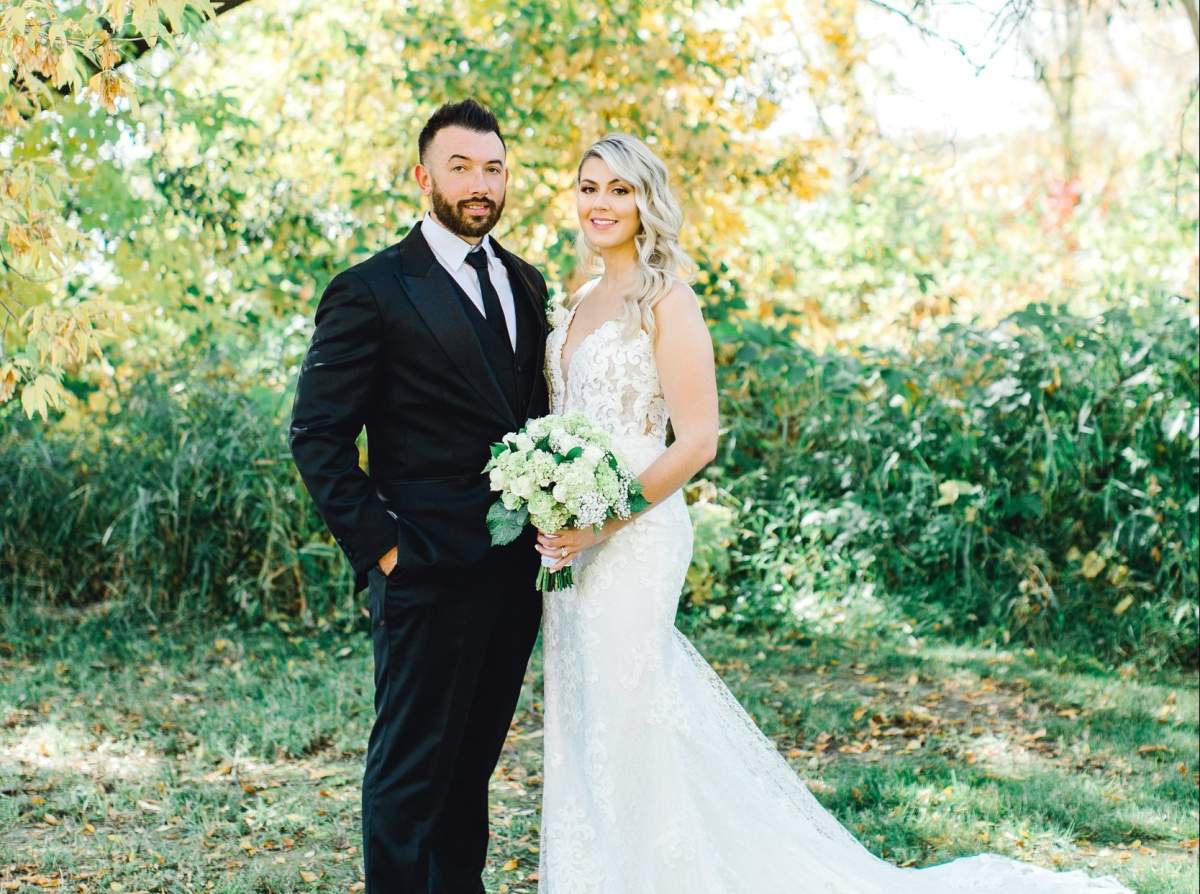 The happy couple at their last-minute Manitoba wedding.