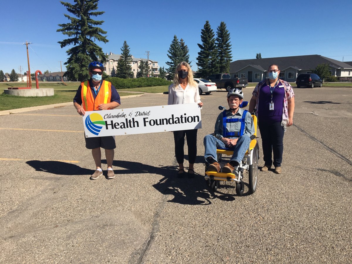 Residents at the Willow Creek Continuing Care Center now have a duet bike to help them get outside during the pandemic, all thanks to donations to the Claresholm and District Health Foundation.