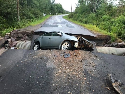 A damaged vehicle in Salisbury, N.B., in the aftermath of hurricane Dorian