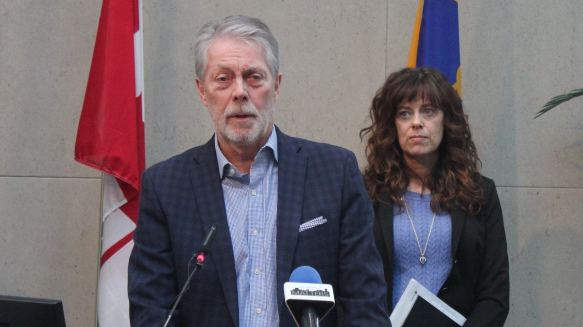 Hamilton Mayor Fred Eisenberger and Medical Officer of Health Dr. Elizabeth Richardson update the media on the effects of COVID-19 in the city on March 13, 2020.