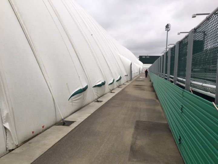 Edmonton police say $180,000 worth of damage was done to the Foote Field sports dome on Sunday, Sept. 13, 2020.