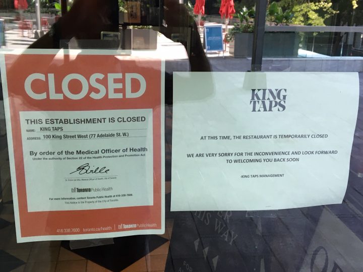 Closed sign posted at King Taps.