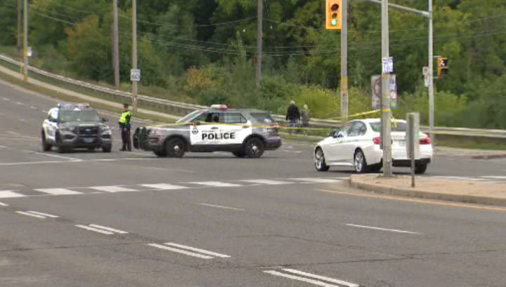 The scene of the collision in the area of Dufferin Street and Finch Avenue on Sunday.