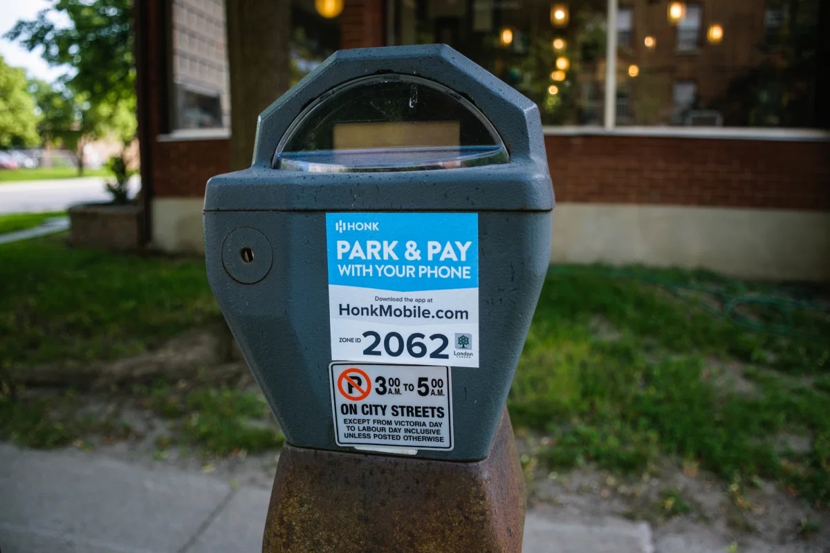 A parking meter in downtown London, Ont., June 14, 2017. 