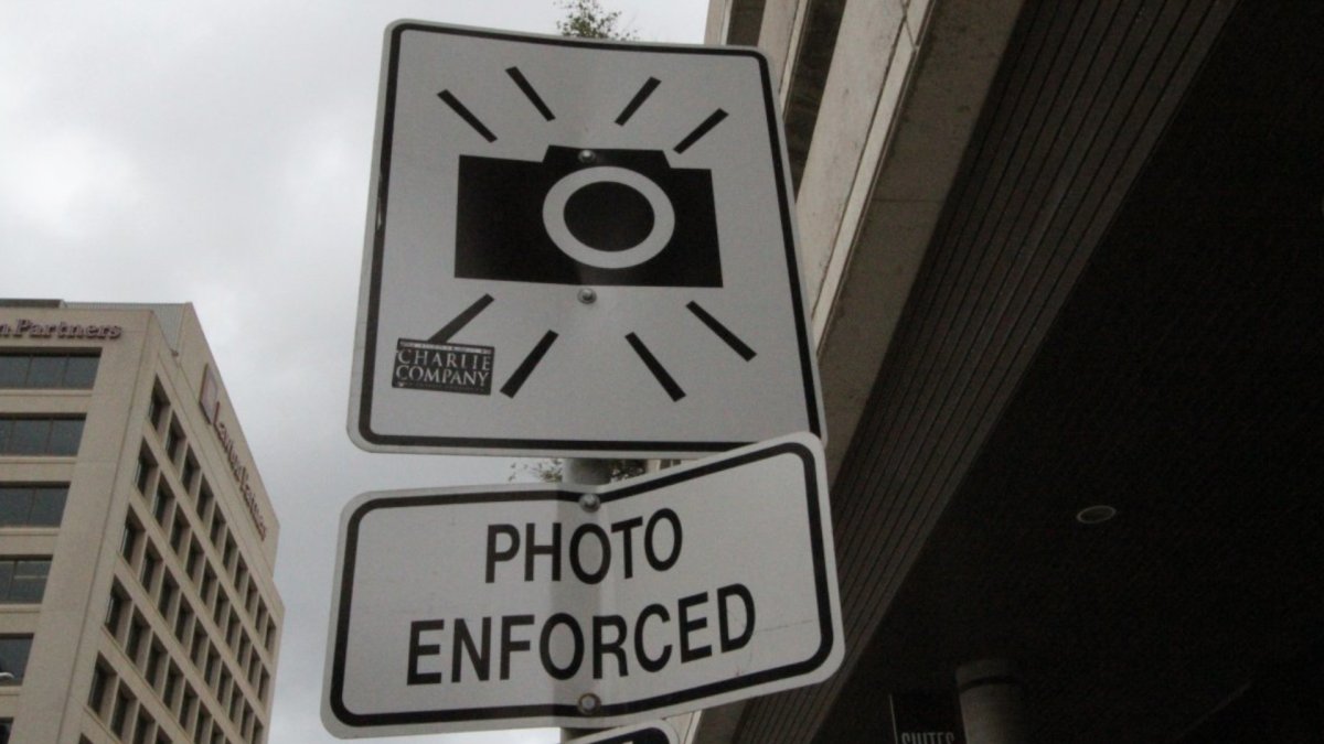 A photo radar enforcement sign.