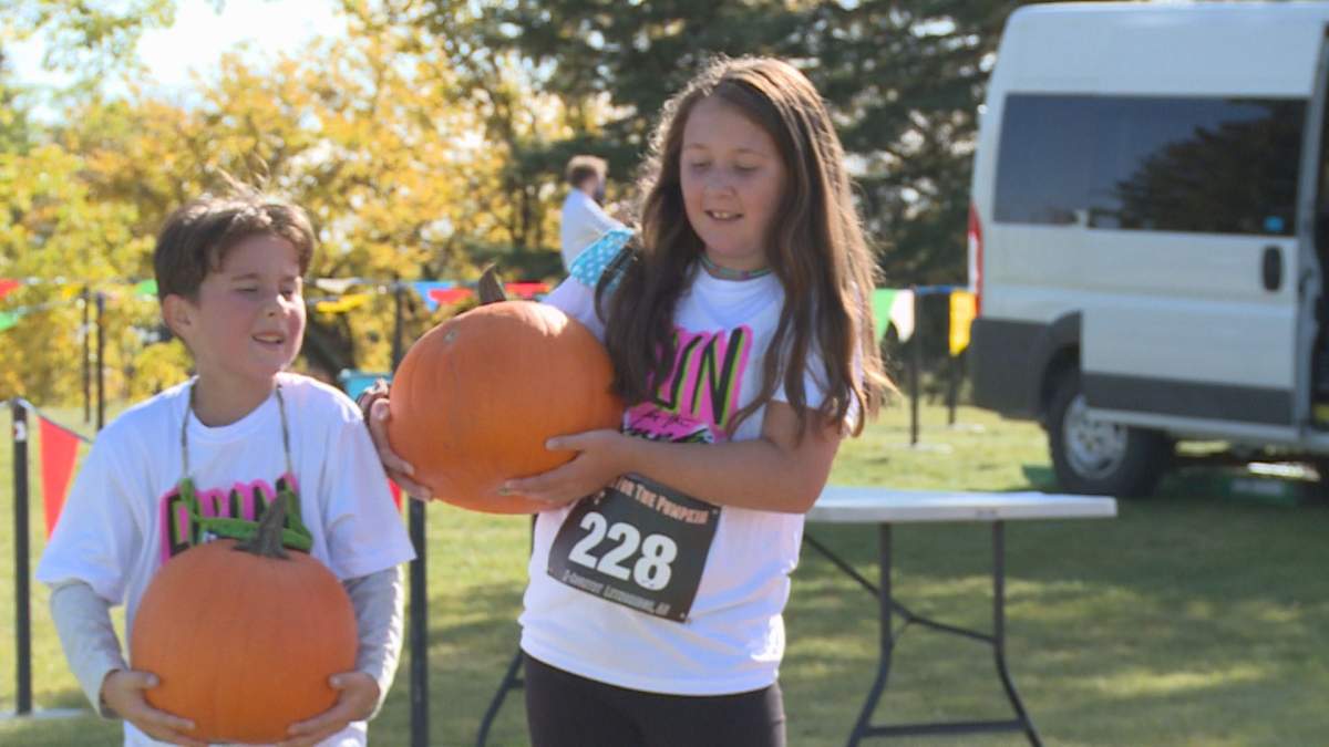 Connor and Hannah Bastian were two of 293 runners who took part in the 2020 Run for the Pumpkin race in Lethbridge.