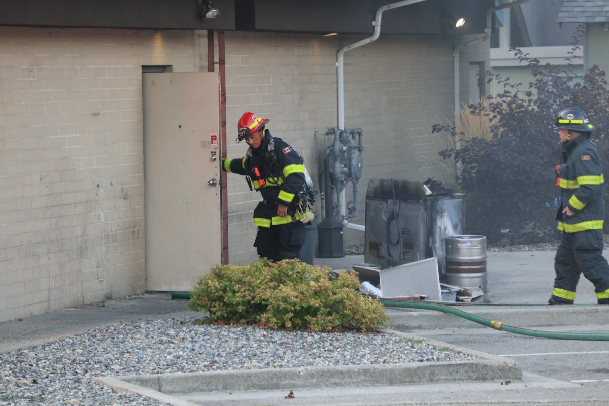 Firefighters rushed to a blaze at Ricky's on Kelowna's Harvey Avenue Tuesday evening. 