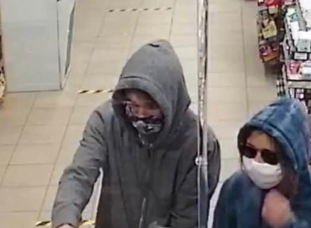 RCMP have released a picture of two suspects from a robbery in Stony Plain, Alta., on Sept. 12, 2020. 