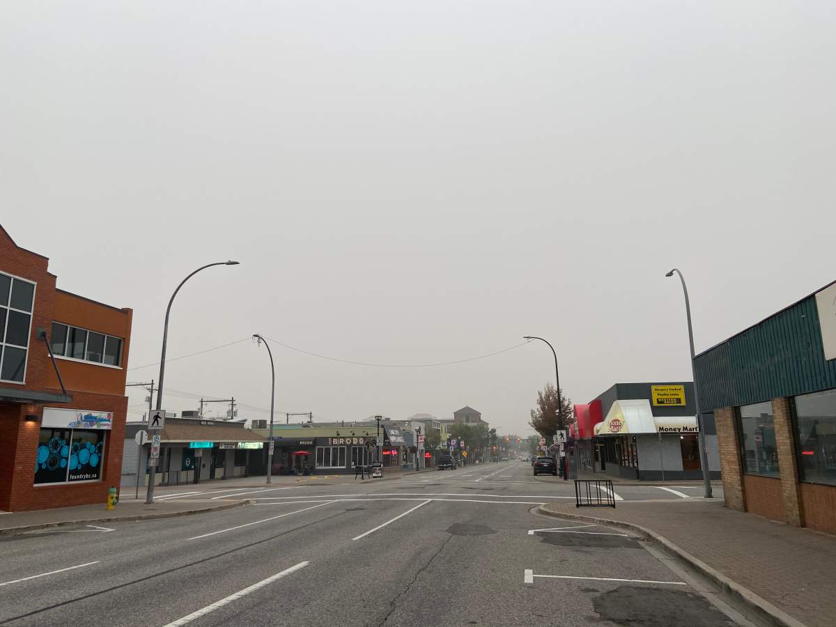 The City of Penticton was socked in by smoke from the U.S. wildfires on Monday, Sept. 14, 2020.