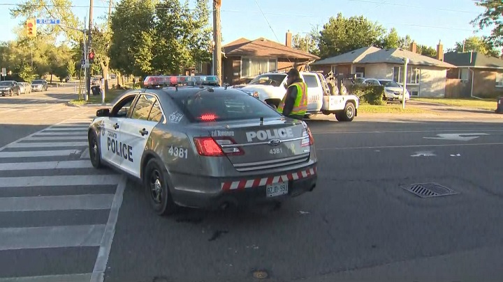 Police on scene at St. Clair Avenue East and Brimley Road in Toronto.