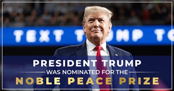 An ad touts U.S. President Donald Trump’s nomination for the Nobel Peace Prize. “Nobel” is misspelled.