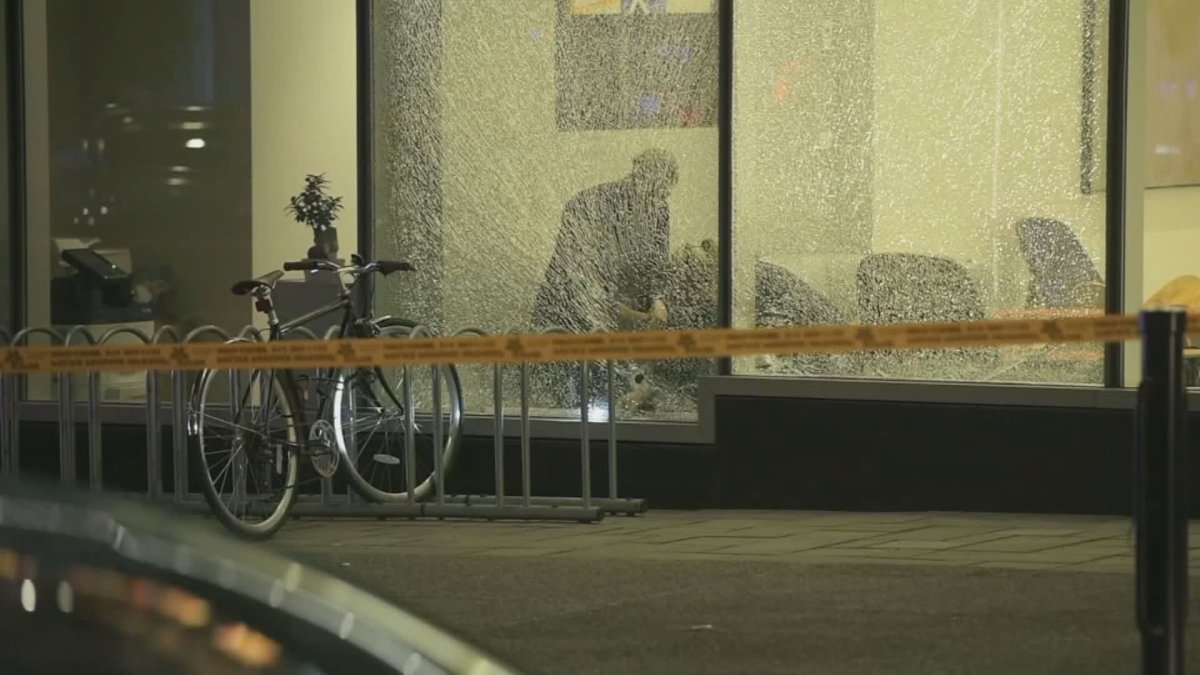 Montreal police are investigating after a fight led to a window shattering, possibly by gunshot, at a building downtown.