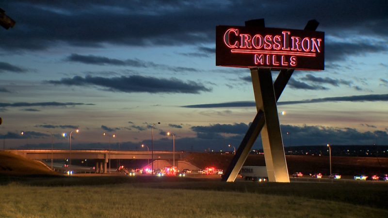 Emergency crews respond to a two-vehicle crash north of Calgary on Highway 2 on Tuesday, Oct. 27, 2020. 
