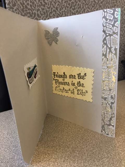 Micheline Gomez, 90, is making cards during the pandemic. Oct. 2020.