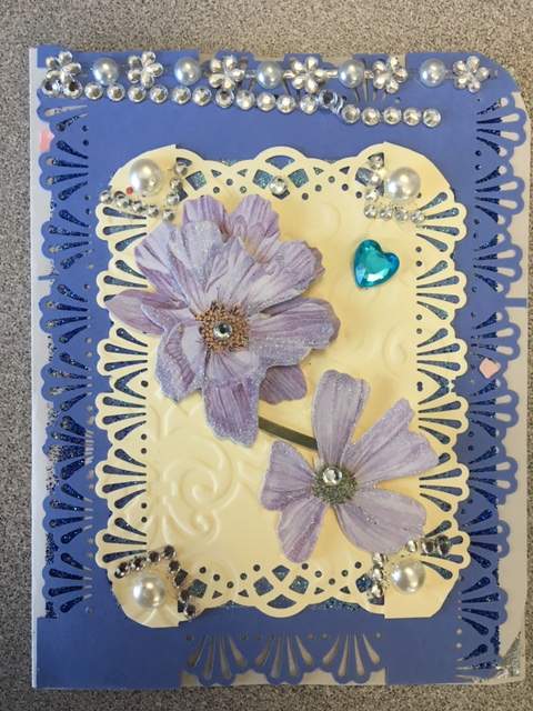 Micheline Gomez, 90, is making cards during the pandemic. Oct. 2020.